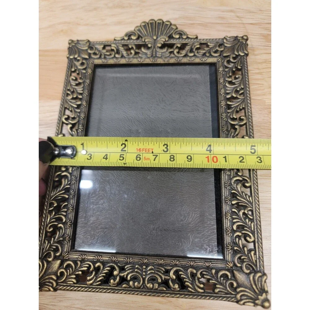 2 Beautiful Vintage Ornate Victorian Style Brass Picture Frames Black Felt Backs
